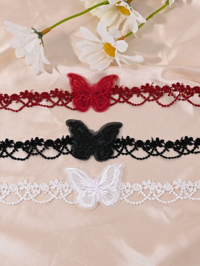 1pc Elegant Sexy Butterfly Lace Choker Necklace, Suitable For Women To Wear Casually, To Parties, Weddings And Events, An Ideal Christmas Gift