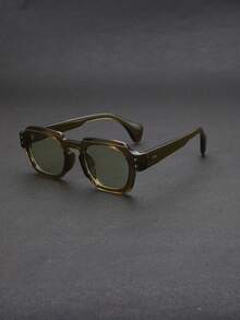 1 件男士方形框架耳钉装饰复古个性化街头风格时尚眼镜，非常适合派对装饰、夏季户外旅行、海滩度假，成为街头时尚焦点 - 彩色 - 查看 10