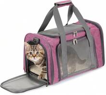 Transportín para mascotas, color rosa, transportín blando para gatos y perros, bolsa para viajar - Rosa Fucsia - Ver 1