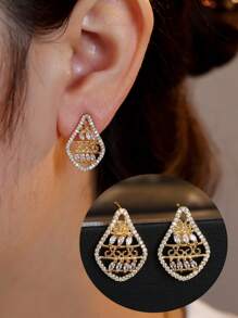 2pcs/Set Minimalist Hollow Design Ladies Earrings & Necklace Fashion Jewelry Set, Cross-Border New Arrival