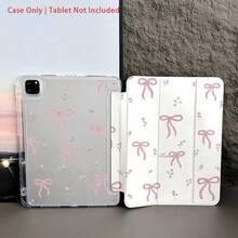 Bow-Knot 1 件粉色蝴蝶结和花卉图案 - 甜美精致的保护性对开平板电脑保护套，带笔架，兼容 iPad 10.9/10.2/ Air 5th Gen/Pro11/10th/9.7/Air 2/iPad（7th Gen）/ iPad（8th Gen）/ iPad Air 4/5/iPad Pro 11/iPad 10th 代 10.9 英寸 2022 智能保护套/iPad Air 13(M3 2025)/iPad Air 11(M3 2025)/iPad Air 11(M3 2025)/iPad 11(A16 2025)，自动睡眠/唤醒功能/时尚平板电脑配件