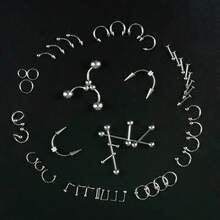 Juego de 94 piezas de kits de perforación mixtos para todo tipo de perforaciones corporales, que incluye joyas y agujas de acero inoxidable de calibre 14, 16 y 20 con herramientas para la nariz, el tabique nasal, los labios, las orejas, el ombligo, el cartílago y la trágica - Multicolor - Ver 8