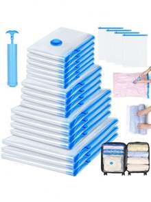 Space Saving Vacuum Compression Bags For Clothes & Bedding - Dust & Moisture Proof Plastic Organizer Bags With Leak-Proof Seal, Reusable Storage Containers For Seasonal Clothing, Bedding & Suitcase Organization, Under Bed Storage, Stackable Design, Seal Bag For School School Accessories School Stuff