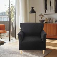 Local Delivery - Banquet Armchair Slipcover Printed Chair Covers With Arms Stretch Club Chair Slipcover Soft Armchair Sofa Covers Anti-Slip Furniture Protector For Dogs Pets Home Living Room Decor, 14 - Twill Check Black - 查看 5