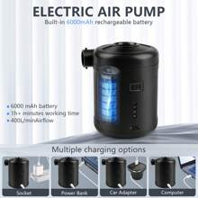 Electric Air Pump For Inflatables, 6000mAh Air Mattress Pump Portable With 4 Nozzles & LED Display Screen, Inflator/Deflator Pumps For Pool, Paddle Boats, Camping, Swimming Ring
