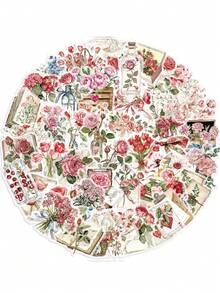 50pcs/Pack Transparent Floral Theme Stickers, Combination Of Roses And Letters, Suitable For Scrapbooking DIY, Planner, Sticker Album, Water Bottle, Notebook, Tablet, Luggage, Back To School Rewards, Etc. - Multicolor - View 8