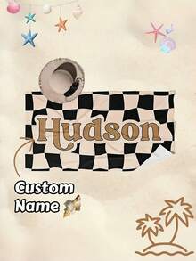 1pc Customized Name Beach Towel, Personalized Plaid Beach Towel, Personalized Text Beach Towel, Soft Quick-Dry Pool Towel, Checkered Towel, Beach Towel, Boys' Towel, Traveler Holiday Gift, Teen Pool Towel, Back To School Gift, Holiday Gift - one-size - View 2