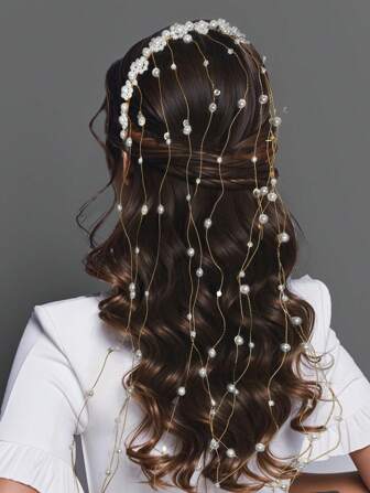 1 件迷人闪亮头带、选美配饰、新娘珍珠和流苏发饰，适合节日礼物、派对、庆典和庆祝活动