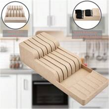 2 Tier Knife Drawer Organizer Holds 11 Knives Utensil Holder Knife Block Storage Organization Space Saver NaturalW10