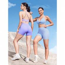 Neww  Sports Bras For Women Open Back Workout Gym Bra Padded Medium Impact Yoga Tops  Ajustable Back Straps - Ice Blue all - View 3