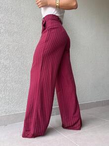 Palazzo Pants With Pleats At The Front (Marrant) - Burgundy - View 3