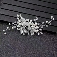 Elegant Handmade Faux Pearl Hair Comb With White Crystals, Perfect Hair Accessory For Party And Wedding