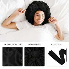 Awegeo Bonete de mujer de doble capa, de unicolor, doble cara, de seda suave, de moda para dormir