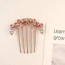 1pc Metal Rhinestone Inset Hair Comb, 5-Tooth Hair Clip For Bun, Ponytail Hair Accessory, Hair Accessories, Hair Accessories, Wedding, Combs, Side Comb