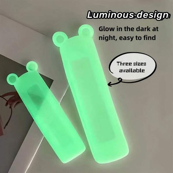 1/3pcs/Set Glow-In-The-Dark Bear Silicone Remote Cover - Fit For TV, AC & Calculator Remotes, Easy Clean, Signal-Friendly, Glossy Finish, Green Translucent Design, Functional And Stylish Home Accessory, Device Accessory | Signalfriendly Cover