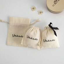 DIY 抽绳袋定制帆布袋储物袋收缩亚麻袋，多功能，耐用，装饰性，可重复使用，精致，时尚，高品质，色彩鲜艳，现代，定制，个性化，独特，适合他的理想礼物，适合她的理想礼物，男朋友，爸爸，女朋友，妈妈，家人，朋友，茶室，家庭，花园，办公室，周年纪念日，情人节，母亲节，生日，父亲节，毕业典礼，婚礼，乔迁，精致浪漫 - 米色 - 查看 6