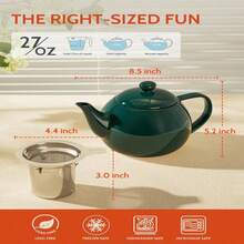 Sweese Teapots For Tea, 27 Oz Porcelain Tea Pot With Removable Stainless Steel Infuser, Tea Pots For Loose Tea - Dark Green - Dark Green - View 3