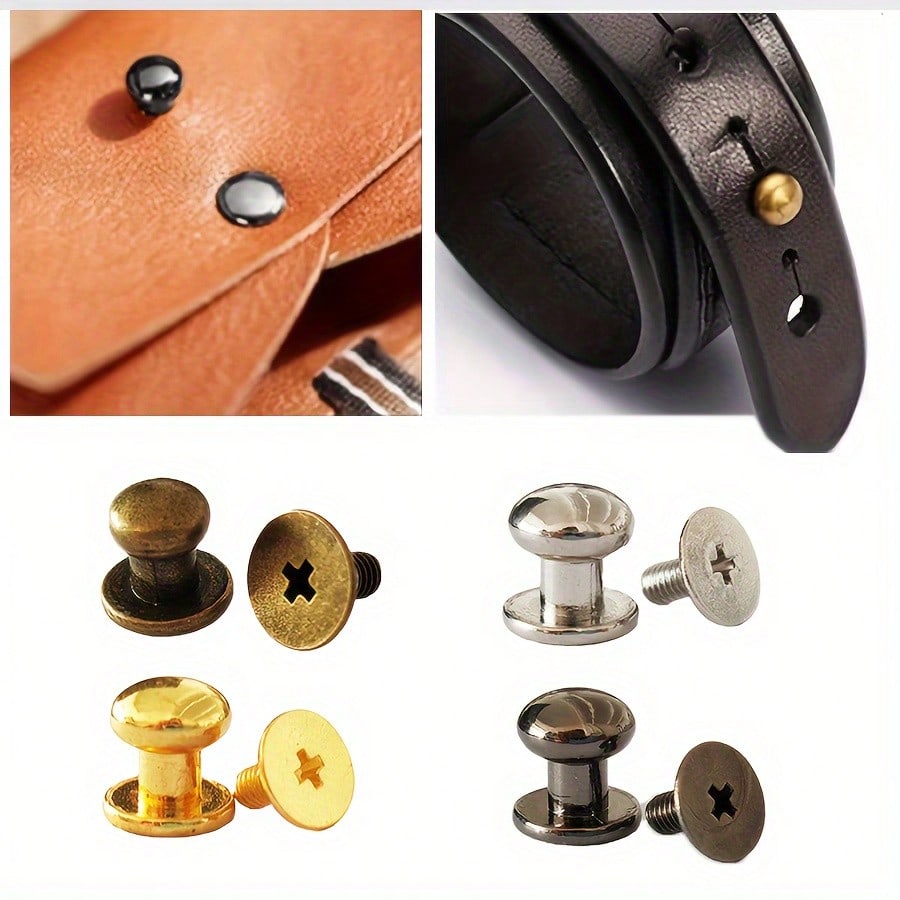 15pcs 8/6mm DIY Rivet Flat Head & Round Head Studs For Pacifier, Jewelry Box, Shoes, Crafts, Metal Alloy Round Rivet, DIY Crafts, Leather, Belt, Watch Band Decoration, Handmade, Christmas Gift