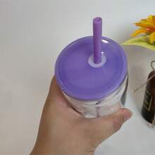 [ 4/8/12/25/50PCS ] 16 Oz Plastic Snowglobe Tumblers Pre Drilled, 16oz Double Wall Acrylic Snow Globe Tumbler Cup Supplies Clear Plastic Can Snowglobe Cups Bulk With Pre-Drilled Hole And Hole Stopper For Snow Globe Glitter DIY Crafts Gifts - Clear(with Colors Lids) - 查看 5