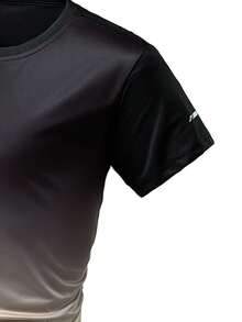 Men's Sports Fashion Slim Fit Short Sleeve Crew Neck T-Shirt, Summer Fitness Training Wear, Ideal Gift - Khaki - View 4