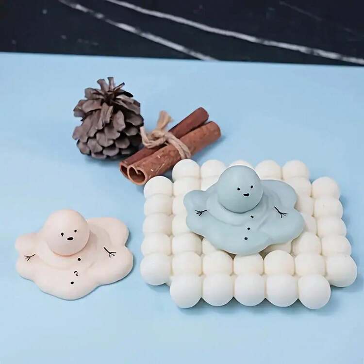 1 件圣诞融化雪人蜡烛模具 DIY 硅胶石膏、树脂、手工皂模具 - 白色 - 查看 4