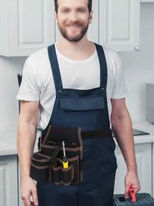 Multifunctional Canvas Tool Storage Bag, 1pc Black Multi,Belt Electrician Tool Kit, Drill Waist Bag, Wrench, Screwdriver, Hardware Tool Bag, Storage Bag,Non-Waterproof Utility Repair Bag For Electricians, Hand Washable,With Multiple Compartments For Organized Tool Storage,Repair Kit, Waist Pouch,Features Hammer, Drill, & Screw Holder, Tool Bag, Electrician Tools.