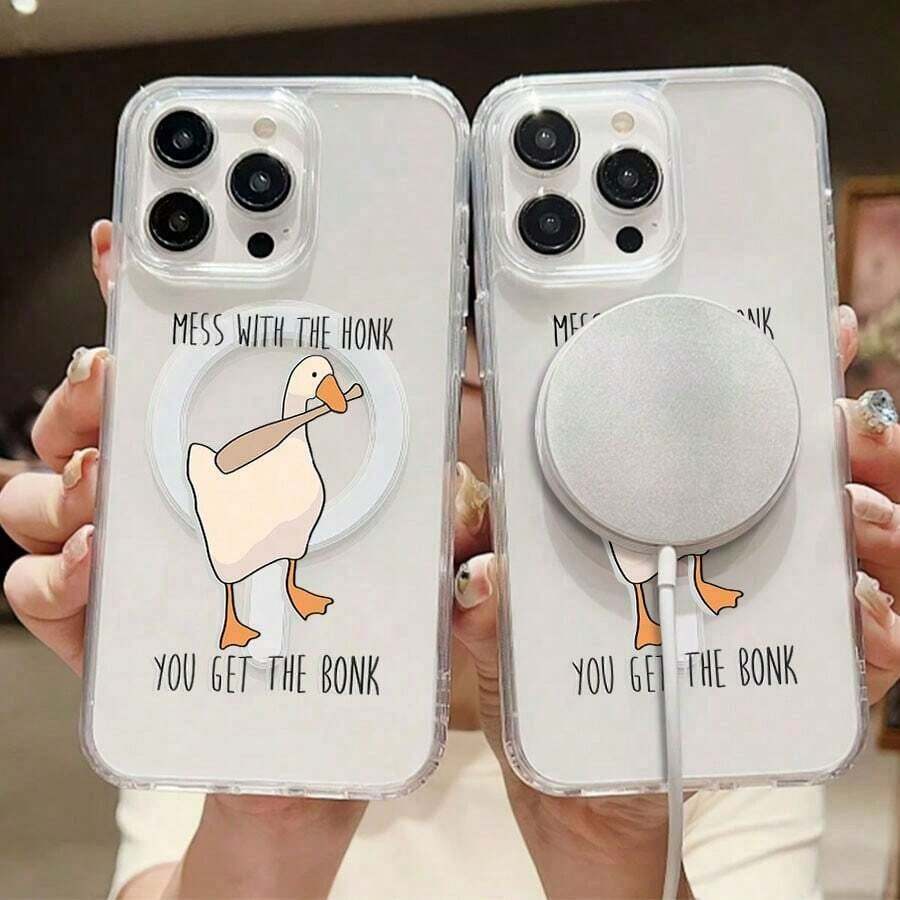 Goose Mobile Phone, Designed With A Baseball Bat And Humorous Text, Suitable 16, 15, 14, 13, 12 And 11 Pro Models, Made Of TPU Material, And Provides Shockproof. Family, Friends, Children, Birthdays, Spring, Holidays, Boyfriends, Girlfriends, And Valentine's Day Gifts - Trong sáng - Xem 1