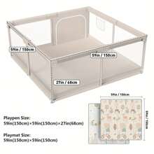 Uanlauo Baby Playpen With Mat, 59x59 Inches Extra Large Playpen For Babies And Toddlers, Indoor & Outdoor Activity Center, Safety Baby Fence With Gate