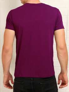 Basic Short Sleeve T-Shirts With Elastane Visco Lycra Mesh (Cold Mesh) - Red Violet - View 2
