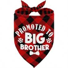 TXHF B15 Big Brother Dog Bandana Plaid Dog Scarf Accessory Gender Reveal Pet Gift