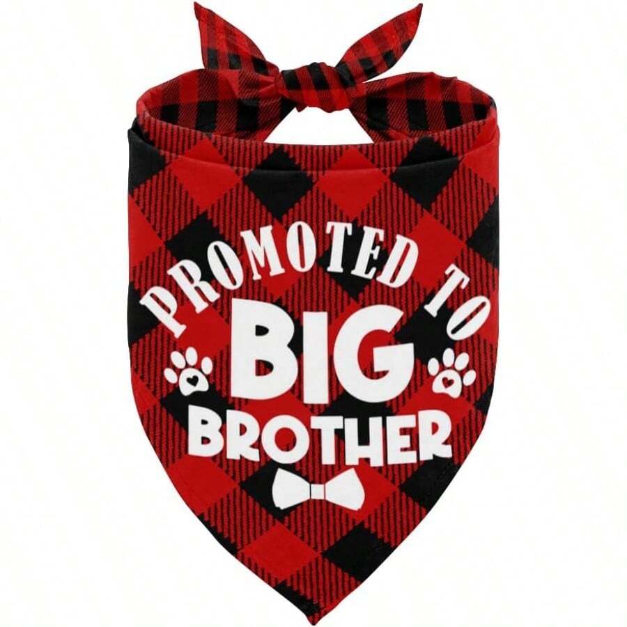 TXHF B15 Big Brother Dog Bandana Plaid Dog Scarf Accessory Gender Reveal Pet Gift