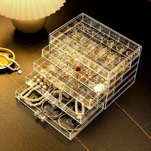 1 件多层亚克力透明时尚多功能指甲钻头收纳盒，适用于戒指、耳环、项链、手链等珠宝