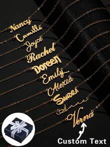 Collar de acero inoxidable personalizado con nombre, fuente de letra inglesa simple, adecuado para parejas, amigos, Día de la Madre, regalo de alta gama para mamá, joyería de moda, adecuado para uso diario, perfecto para el Día de San Valentín, Día de la Madre, regalos para ella, novia, mamá, papá, familia, aniversario, boda, reunión con amigos, regreso a la escuela, reunión de clase