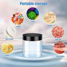 30 Pack 4 OZ Plastic Jars Round Clear Cosmetic Container With Black Lids, Slime Jars For Lotion, Cream, Ointments, Makeup, Eye Shadow, Rhinestone, Samples, Pot, Travel Storage - Multicolor - View 3