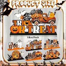 6 件万圣节木制中心装饰 - 南瓜、幽灵、女巫，适用于餐桌布置、家居、万圣节派对装饰 - 多色4 - 查看 2