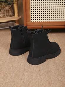British Style Kids Boots, Autumn/Winter Versatile Unisex Children's Work Boots - Black - View 6