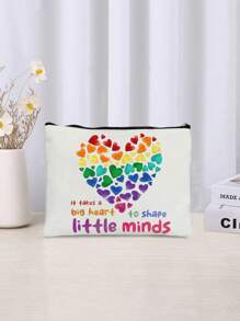 教师答谢礼物 - “大心，小头脑”拉链化妆包 | 送给老师的完美感谢化妆包 | 返校旅行必备品 假期 暑假 返校 学校用品包 学校洗漱包 旅行