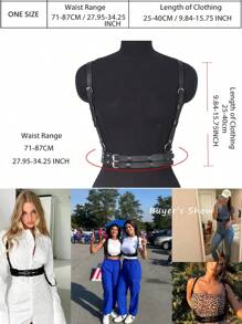 1 pieza Cinturón de hombro de doble capa negro para mujer, cinturón punk, cinturón ajustable para carnaval, cadena corporal, accesorios góticos