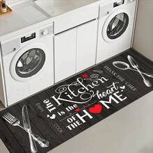 1pc/2pcs Kitchen Mat Set - Knife Fork Spoon Pattern Kitchen Decor Mat, Suitable For Sink, Bedroom, Living Room, Dining Room, Kitchen Floor Mat, Absorbent Drainage Mat, Suitable For Kitchen, Living Room, Entrance, Balcony, Home Decor, Anti-Stain, Cafe, Bar, Holiday, Party, Bedroom, Bath Mat, Room Decor - Multicolor - View 3