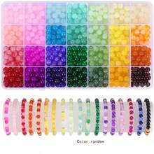 420颗8毫米/1200颗6毫米玻璃珠首饰制作套装，适用于DIY手链、项链、耳环、工艺品、礼品（颜色随机） - 彩色 - 查看 13