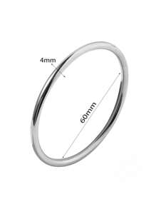 1pc Minimalist Chinese Style 'Three Lives Three Worlds' Stainless Steel Non-Fading Smooth Circle Bracelet For Women (Handmade Product With Slight Surface Marks)