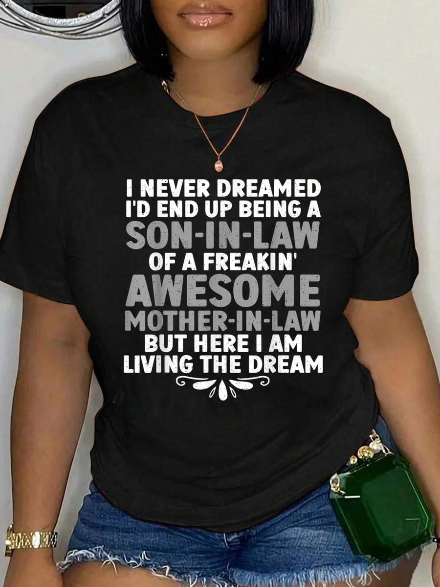 100% Cotton Son In Law Art From Mother In Law For Men Boys Son In Law T-Shirt Unisex Classic Comfort Tee Tops Oversized Crew Neck T Shirts - Black - View 1