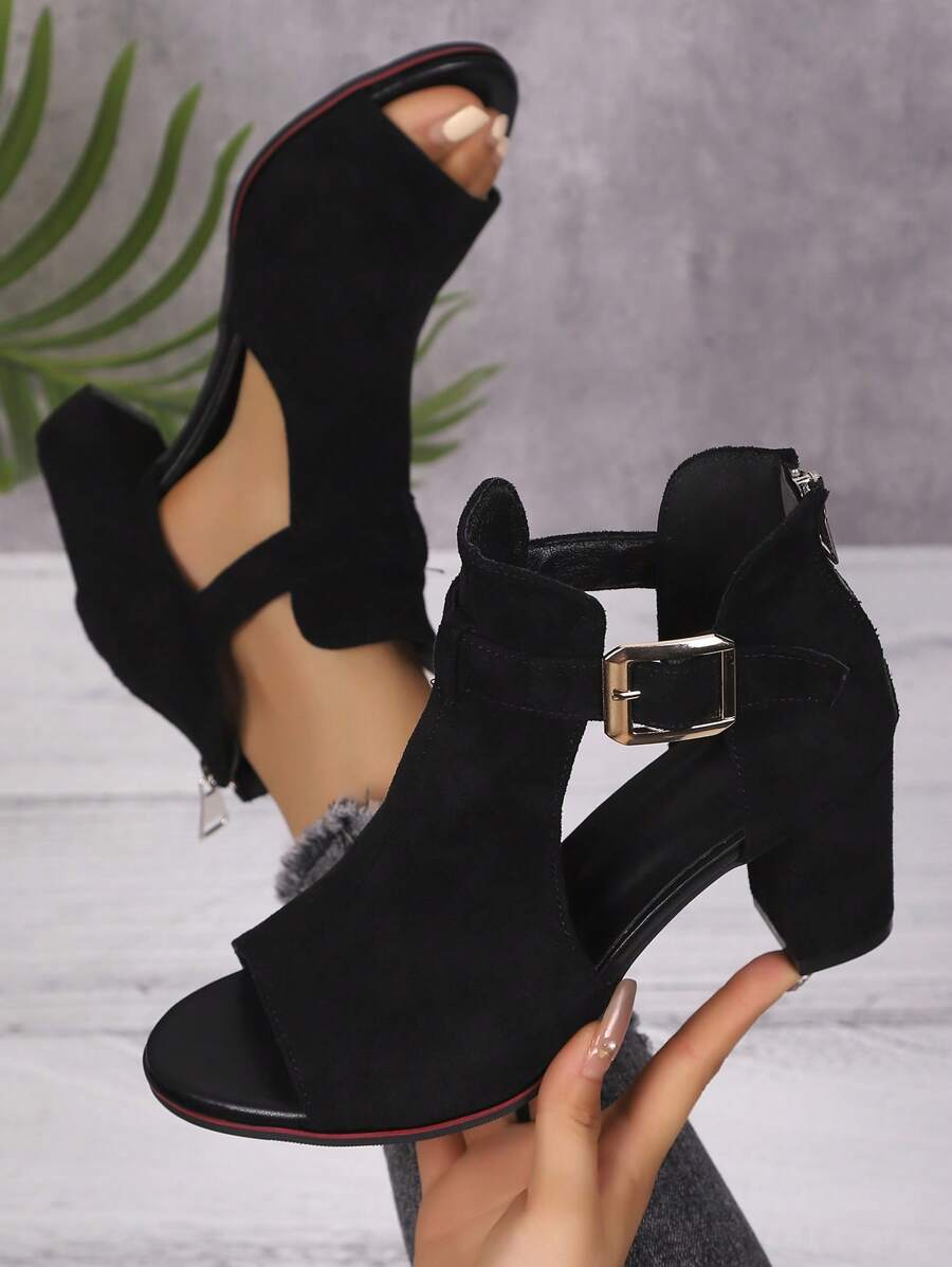 Nuevos tacones altos elegantes, zapatos de tacón alto con cremallera trasera de moda para vacaciones, bodas, verano y otoño