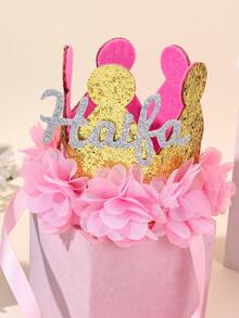 1 pieza Sombrero de cumpleaños personalizado con decoración para niñas, sombrero de cumpleaños de triángulo con brillo y nombre personalizado, sombrero cono de fiesta de cumpleaños con nombre personalizado, sombrero de cumpleaños rosa, azul, púrpura lindo para decoración de fiesta de cumpleaños, regalos de cumpleaños, accesorios para el cabello de niños - Multicolor - Ver 6