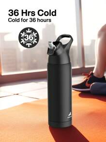 Botella de agua de acero inoxidable aislada de 24 onzas con pajita y asa de transporte, pared doble fría hasta 36 horas, tapa a prueba de fugas de Tritan para deportes, viajes (Cotton Candy)