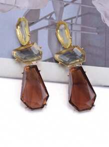 Pendientes de resina retro ZAA, nuevos pendientes de resina retro de color 2025 con resina transparente incrustada de forma irregular y exagerada