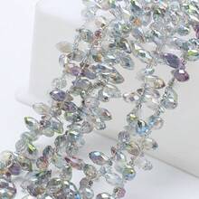 约95颗6*12mm水滴形玻璃珠，彩色镀AB彩吊坠DIY饰品工艺配件，适用于鞋子、包包、发饰、节日礼物、生日礼物 - 6*12mm橫孔水滴 - 查看 34