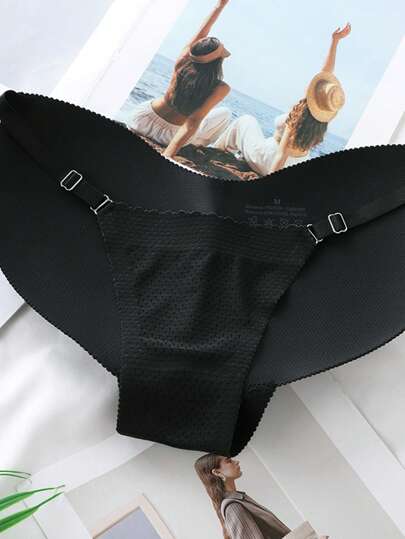 Padded Butt Lift Seamless Shapewear Panties, Low Waist Adjustable Breathable Tummy Control Underwear For Women