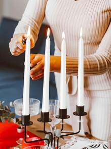 4pcs 10-Inch Smokeless And Odorless Candles Long Air Purification Candles Home Birthday Candles White Candlestick Candles Banquet Party Romantic Wedding Venue Decoration Props