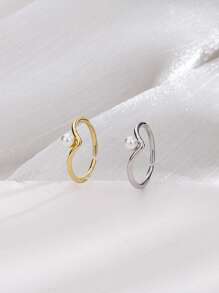 1pc V-Shaped Pearl Ring, Minimalist Design Knuckle Ring